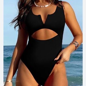 Elegant Black Cutout One-Piece Swimsuit